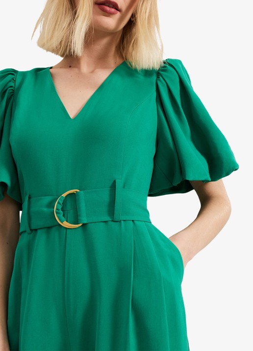Phase Eight Margot wide fit jumpsuit met ceintuur en V-hals - detail 2 groen