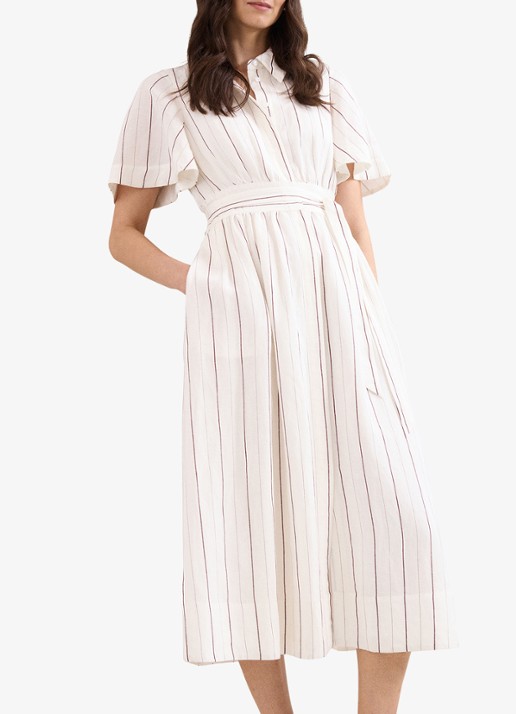 Phase Eight Marielle midi jurk in linnenblend met streepprint