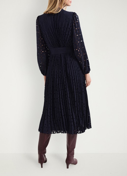 Phase Eight Marina midi jurk met grafische print - achterkant blauw