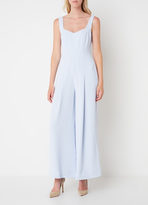 Phase Eight Mariposa jumpsuit met bolero van kant - voorkant 3 lichtblauw