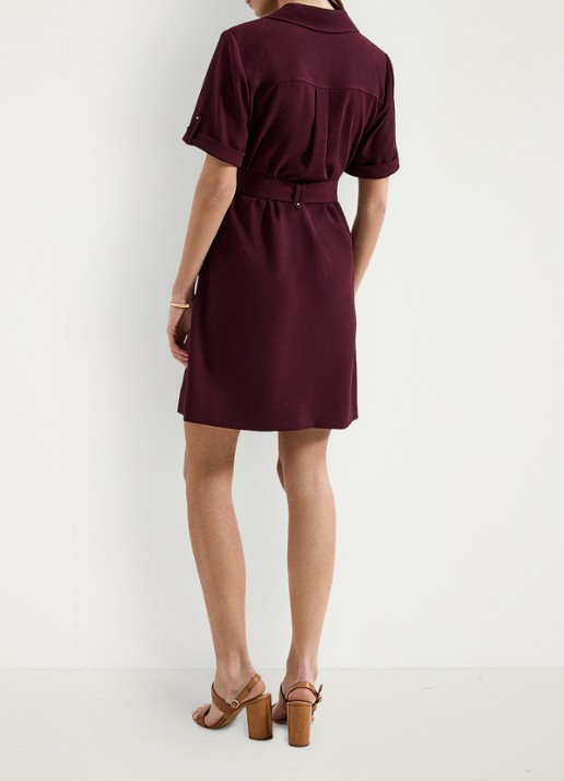 Phase Eight Marlina mini blouse jurk met ceintuur - achterkant 6 bordeauxrood