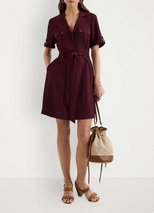 Phase Eight Marlina mini blouse jurk met ceintuur - voorkant 2 bordeauxrood