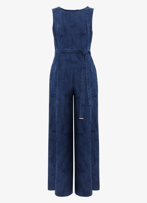 Phase Eight Marta wide fit jumpsuit met strikceintuur - voorkant 2 indigo