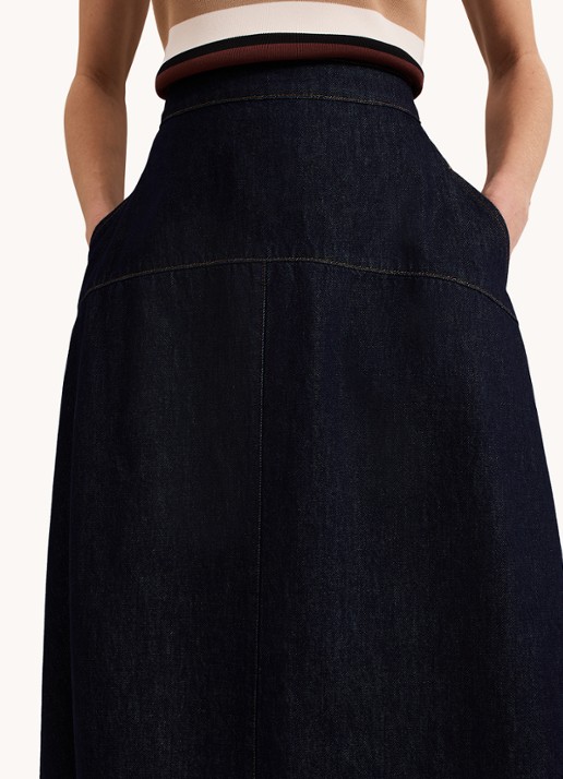 Phase Eight Mavis midi rok van chambray met steekzakken - detail 2 denim