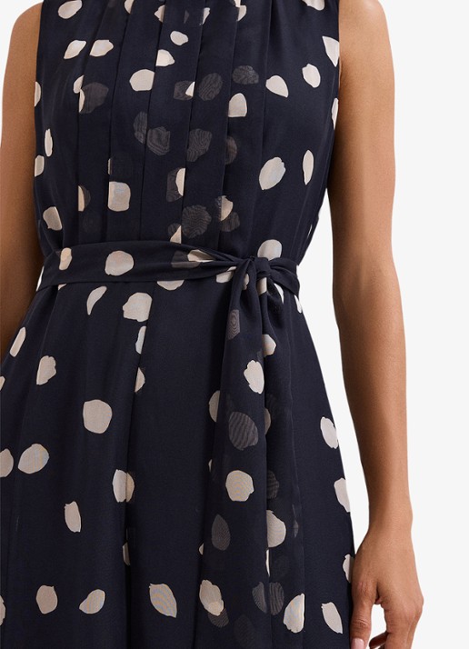 Phase Eight Maxine Spot jumpsuit met stippenprint - detail 3 donkerblauw