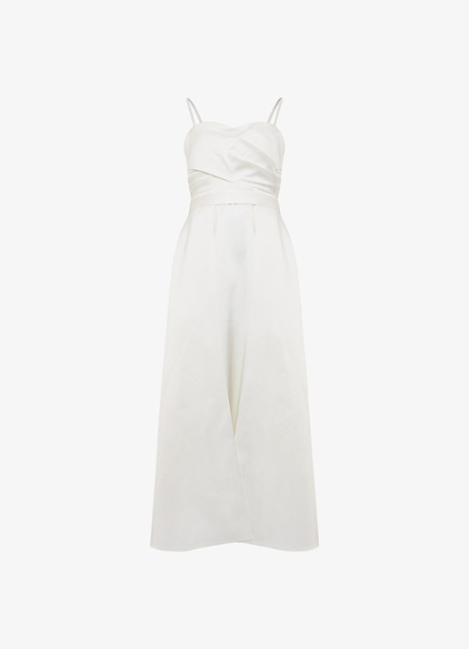 Phase Eight Meredith maxi jurk van satijn met strikdetail - voorkant 2 ivoor