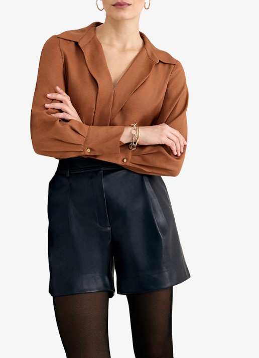 Phase Eight Mia korte broek van imitatieleer - detail 6 zwart