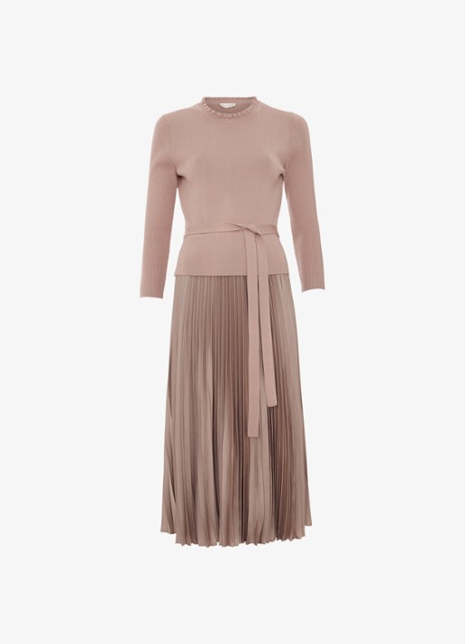 Phase Eight Midi jurk met plooien - voorkant 7 oudroze