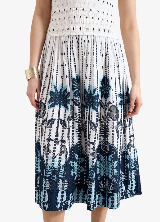 Phase Eight Midi jurk met stippenprint en smockwerk - detail 3 wit