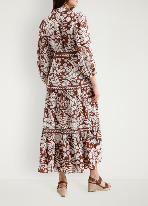 Phase Eight Midi jurk met strikceintuur en print - achterkant 8 donkerrood