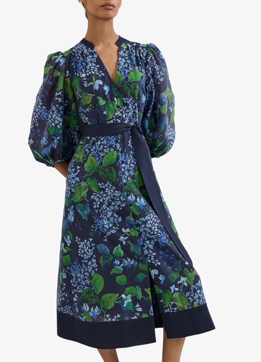 Phase Eight Midi jurk met strikceintuur - detail 2 donkerblauw