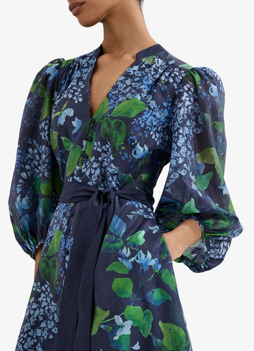 Phase Eight Midi jurk met strikceintuur - detail 3 donkerblauw