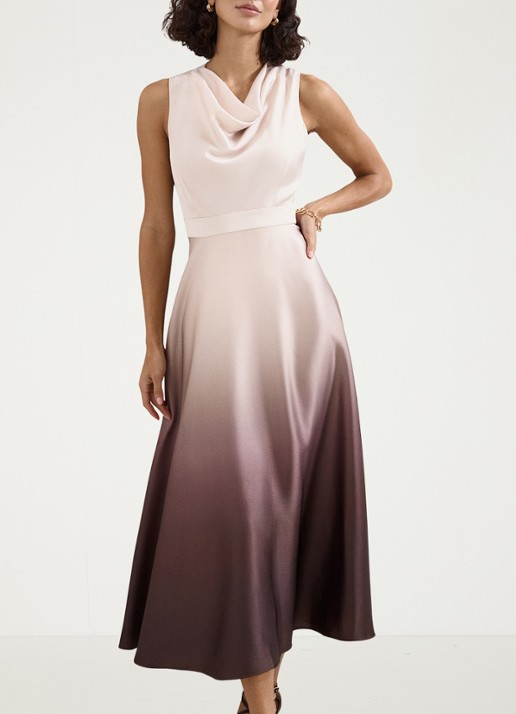 Phase Eight Midi jurk met watervalhals