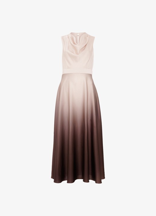 Phase Eight Midi jurk met watervalhals - voorkant 7 creme