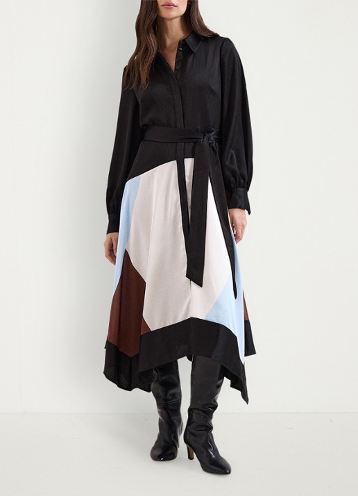 Phase Eight Midi tuniekjurk van satijn met print - voorkant 3 zwart