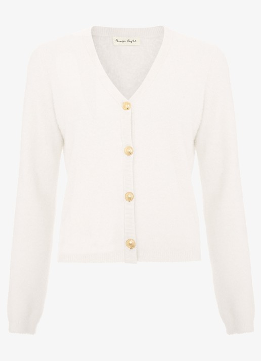 Phase Eight Mindy fijngebreid vest met sierknopen - voorkant 6 ivoor