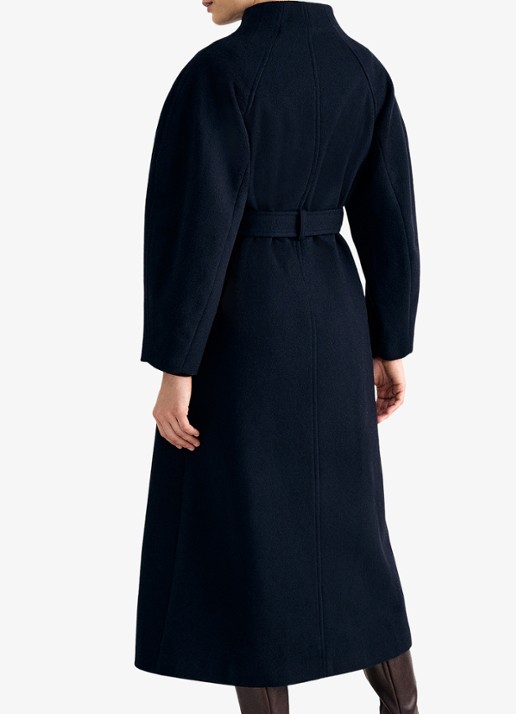 Phase Eight Mollie mantel in wolblend met opstaande kraag  - achterkant 8 blauw