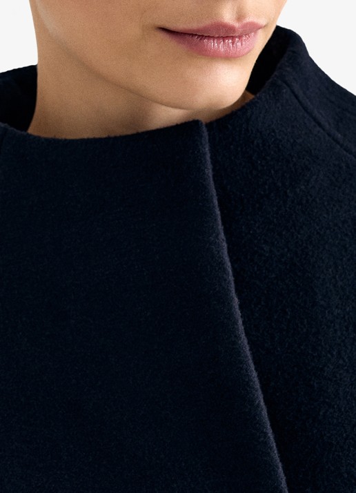 Phase Eight Mollie mantel in wolblend met opstaande kraag  - detail 4 blauw