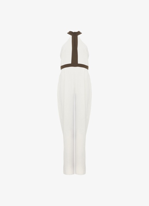 Phase Eight Monica wide fit jumpsuit met gestreept detail - voorkant gebroken wit