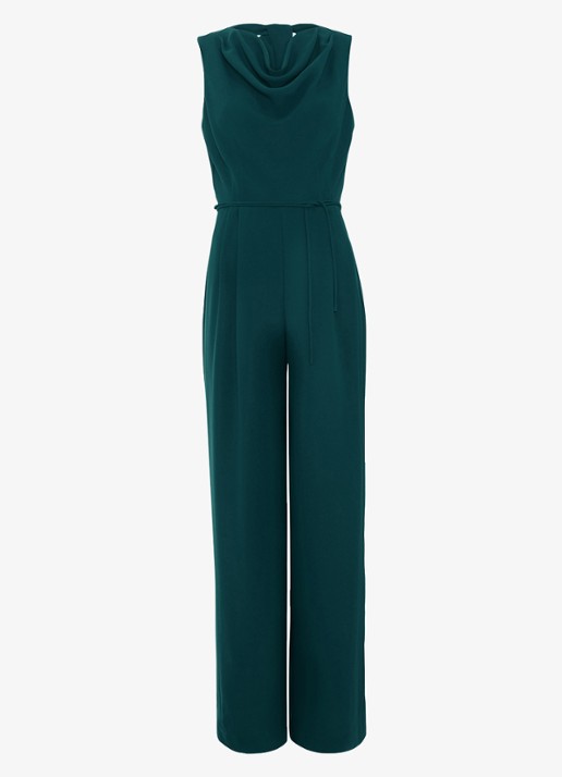 Phase Eight Monique loose fit jumpsuit met waterval hals - voorkant zeegroen