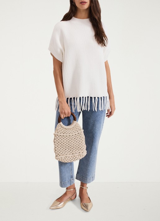 Phase Eight Myleene ribgebreide trui - voorkant 7 wit