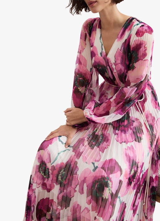 Phase Eight Natalia maxi jurk met bloemenprint - detail 4 roze