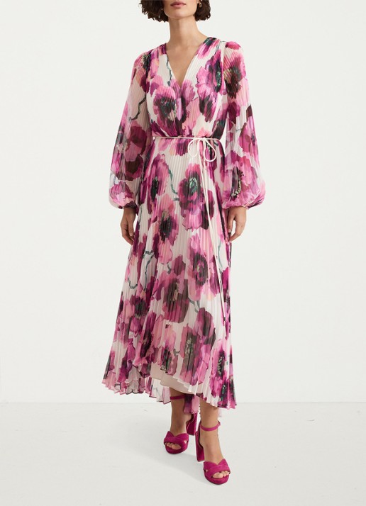 Phase Eight Natalia maxi jurk met bloemenprint - voorkant 8 roze