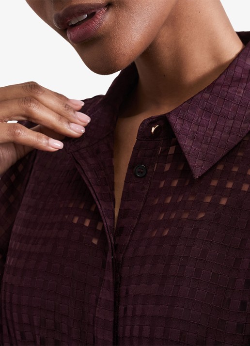 Phase Eight Natalie midi blousejurk met strikceintuur - detail 3 donkerpaars