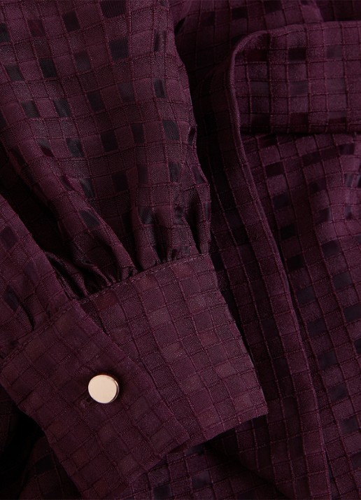 Phase Eight Natalie midi blousejurk met strikceintuur - detail 4 donkerpaars