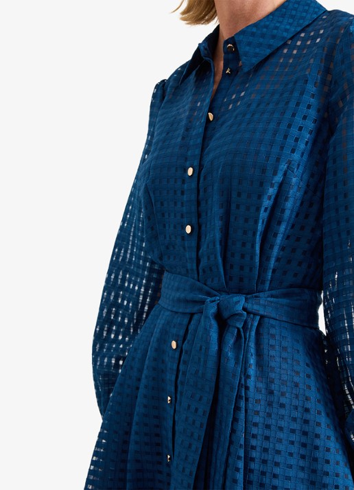Phase Eight Natalie midi jurk met ruitdessin - detail 3 blauw