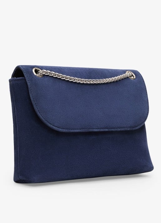 Phase Eight Navy clutch van suède - detail 2 donkerblauw