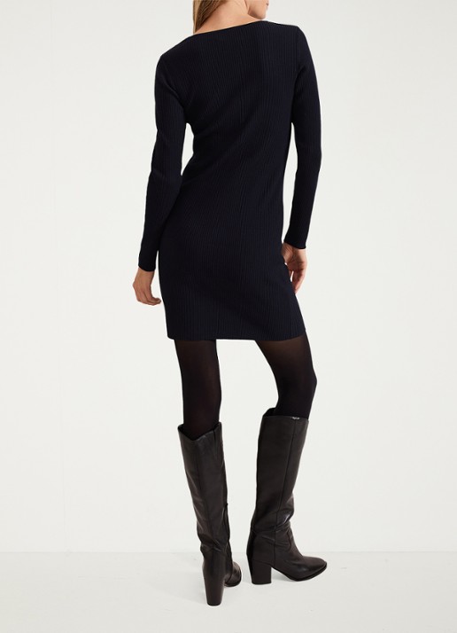 Phase Eight Nia mini jurk met ribstructuur  - achterkant donkerblauw