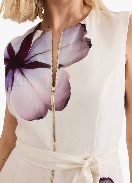 Phase Eight Nina midi jurk met bloemenprint - detail 3 ivoor