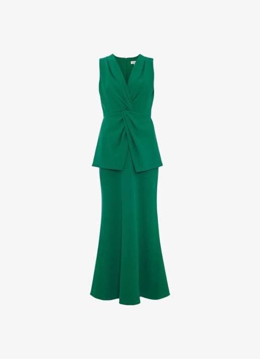 Phase Eight Nisha midi jurk met geknoopt detail - voorkant 2 zeegroen