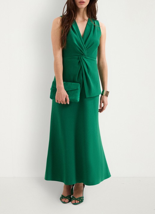 Phase Eight Nisha midi jurk met geknoopt detail - voorkant 3 zeegroen