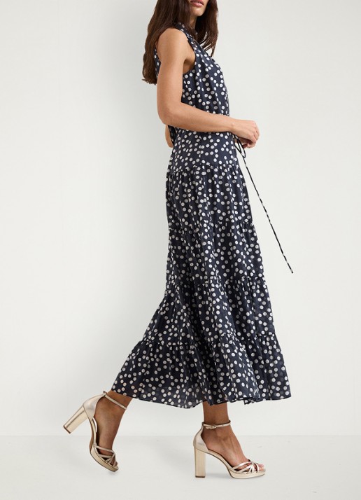 Phase Eight Nita maxi jurk met stippenprint - detail 5 donkerblauw
