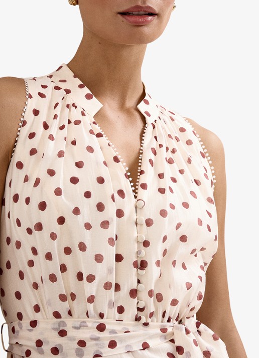 Phase Eight Nita maxi jurk met stippenprint  - detail 3 gebroken wit