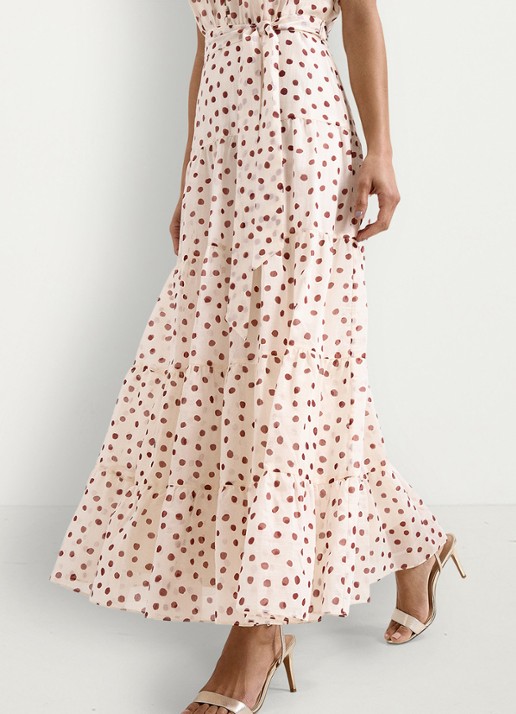 Phase Eight Nita maxi jurk met stippenprint  - detail 4 gebroken wit