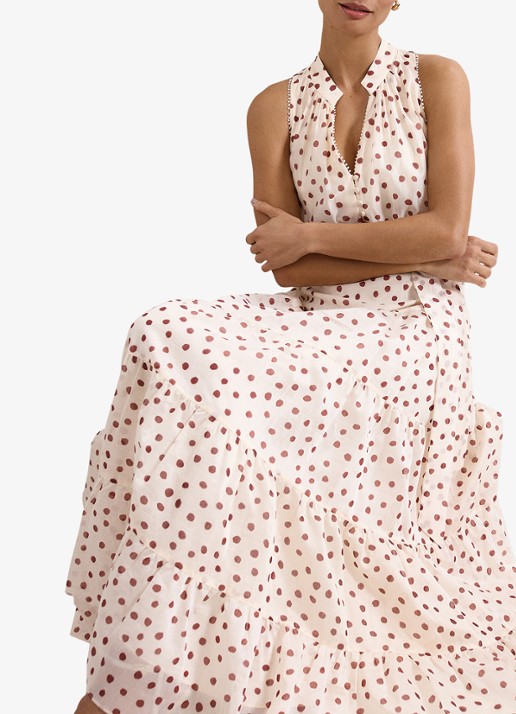 Phase Eight Nita maxi jurk met stippenprint  - detail 5 gebroken wit