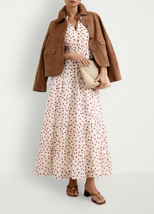 Phase Eight Nita maxi jurk met stippenprint  - detail 6 gebroken wit