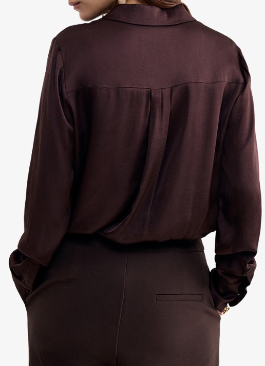 Phase Eight Novie Satin Shirt - achterkant 8 bruin