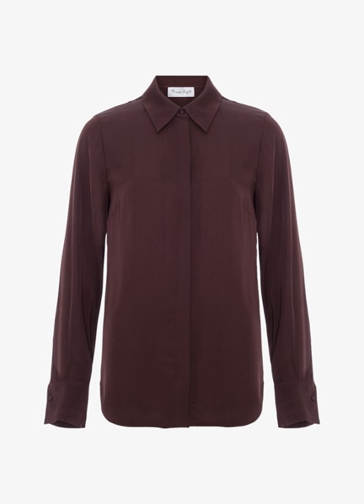 Phase Eight Novie Satin Shirt - voorkant 6 bruin