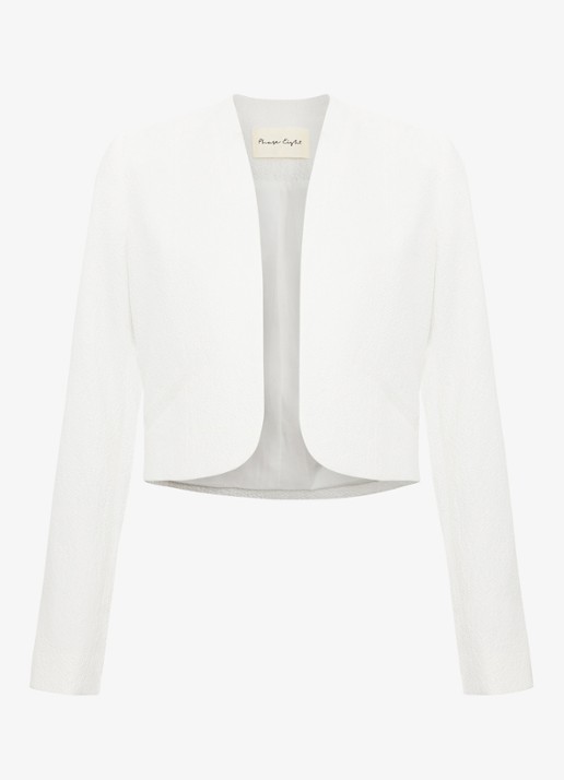 Phase Eight Olivia cropped blazer met paspelzakken - voorkant 2 wit