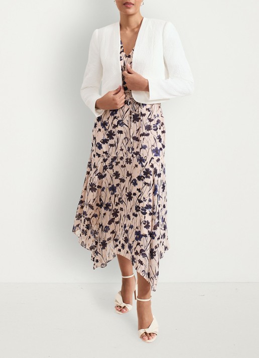 Phase Eight Olivia cropped blazer met paspelzakken - voorkant 3 wit