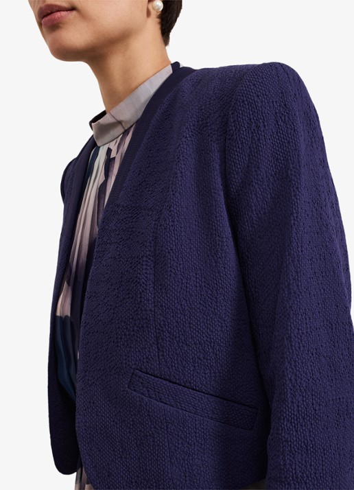 Phase Eight Olivia cropped blazer met structuur - detail 2 donkerblauw