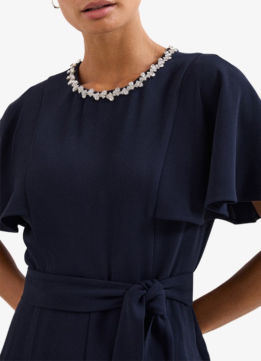 Phase Eight Orwen jumpsuit met strikceintuur - detail 4 blauw