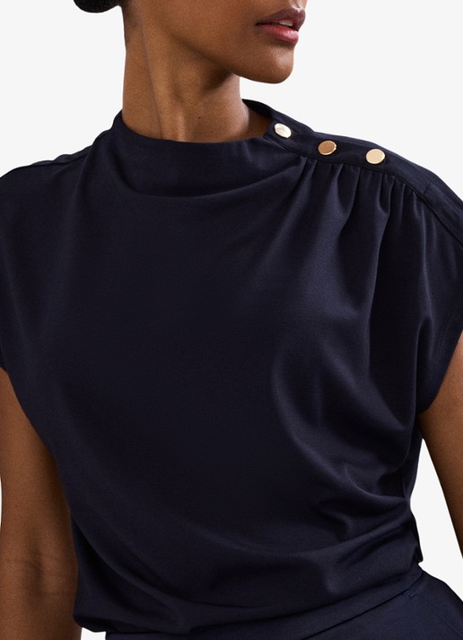 Phase Eight Paige top met gedrapeerd detail - detail 2 donkerblauw