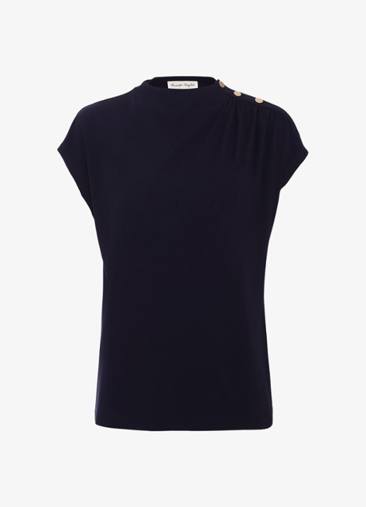 Phase Eight Paige top met gedrapeerd detail - voorkant 7 donkerblauw
