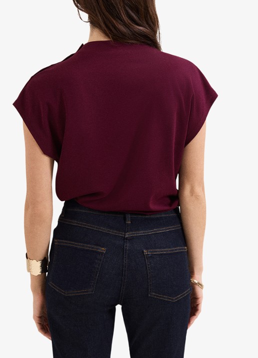 Phase Eight Paige top met gedrapeerd detail - achterkant aubergine