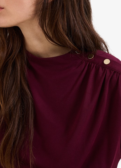 Phase Eight Paige top met gedrapeerd detail - detail 3 aubergine